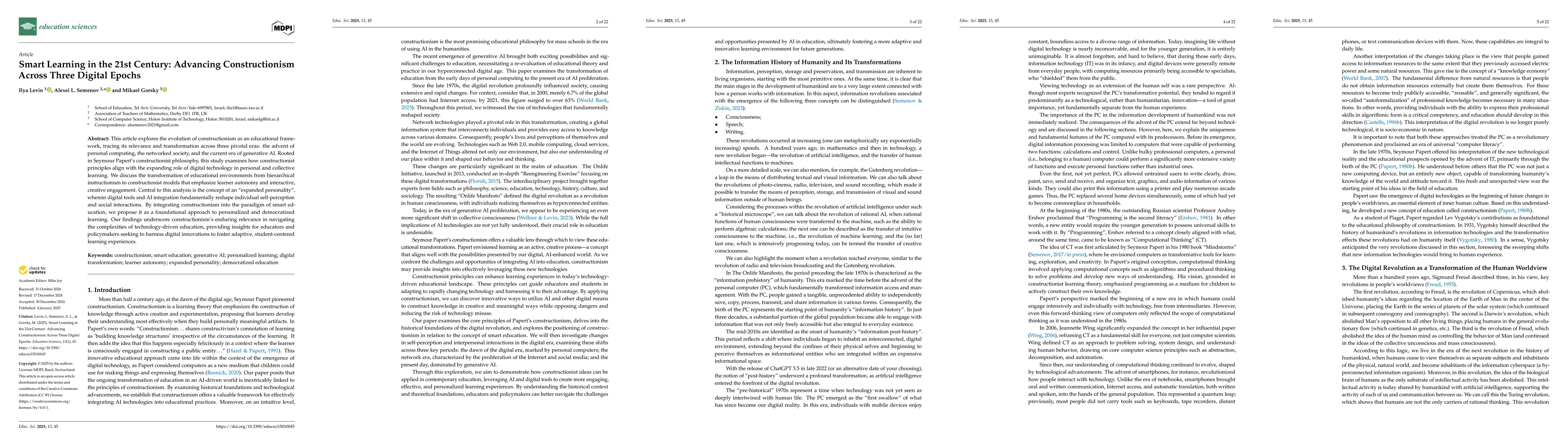 Thumbnail for Smart Learning in the 21st Century: Advancing Constructionism Across
  Three Digital Epochs
