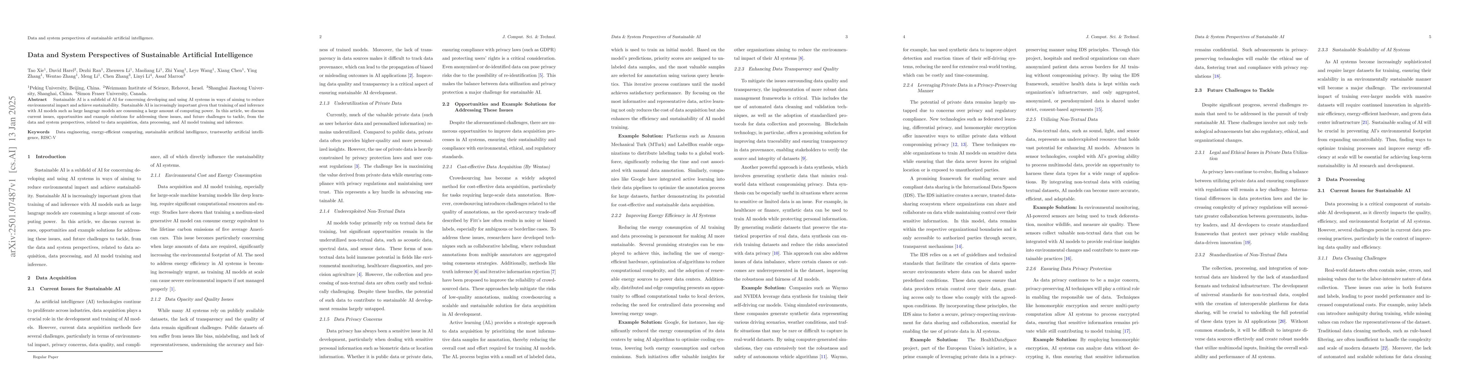 Thumbnail for Data and System Perspectives of Sustainable Artificial Intelligence
