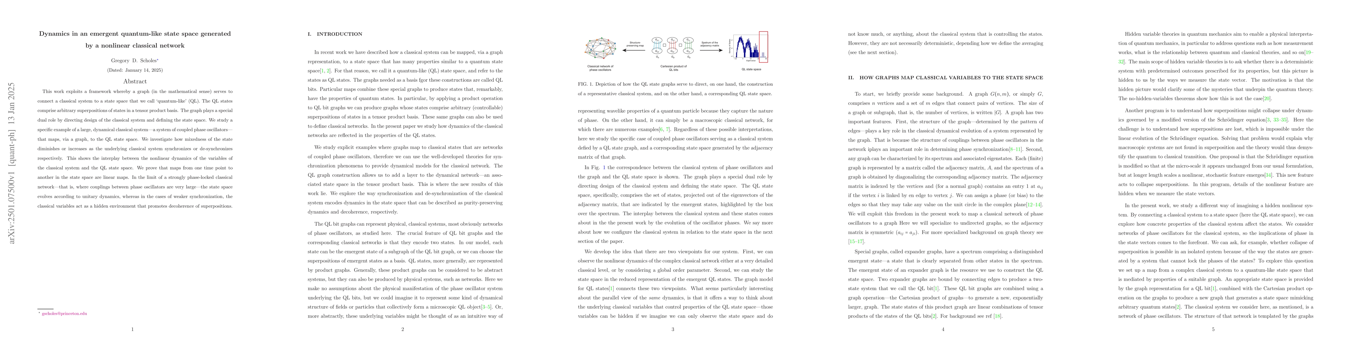Thumbnail for Dynamics in an emergent quantum-like state space generated by a
  nonlinear classical network