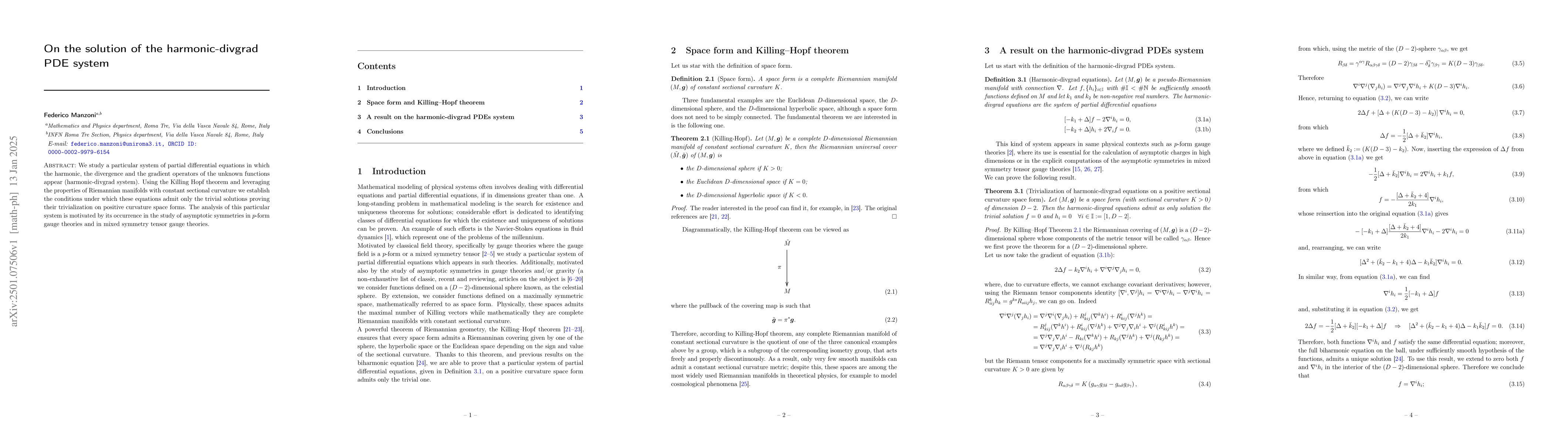Thumbnail for On the solution of the harmonic-divgrad PDEs system