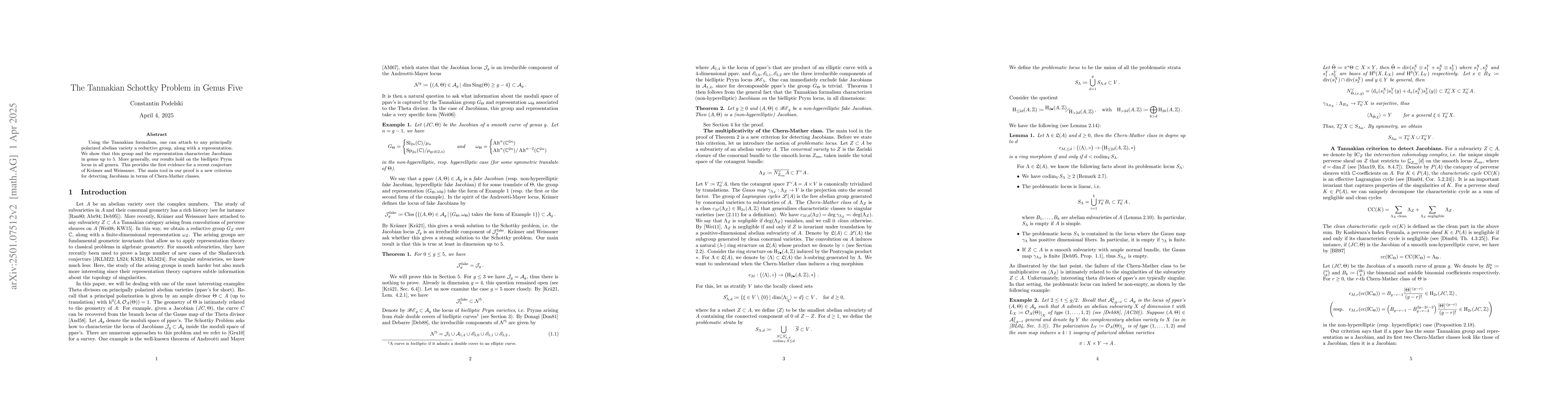 Thumbnail for The Tannakian Schottky Conjecture in Genus Five