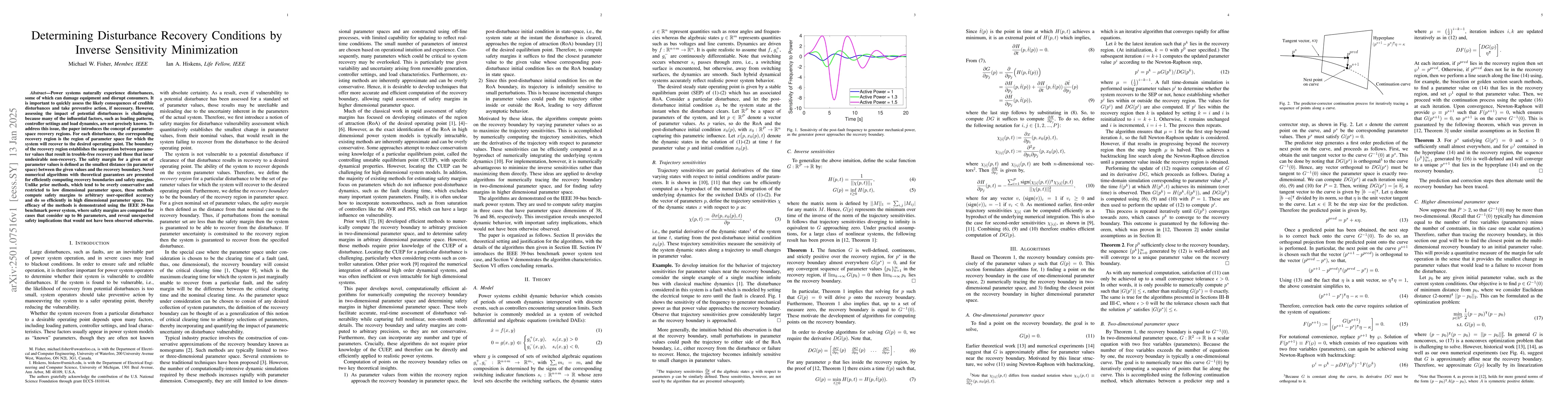 Thumbnail for Determining Disturbance Recovery Conditions by Inverse Sensitivity
  Minimization