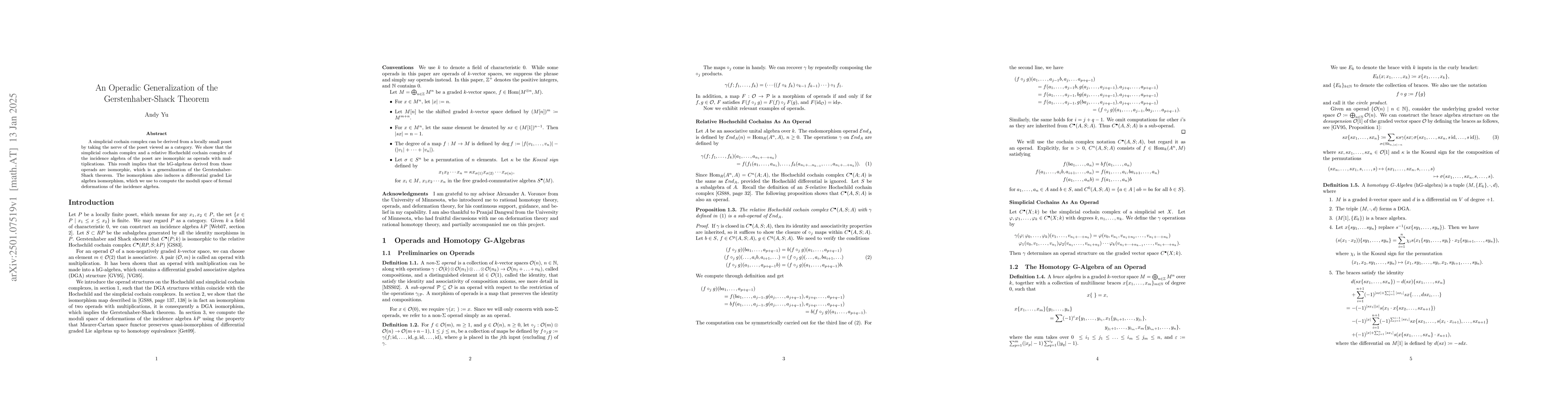 Thumbnail for An Operadic Generalization of the Gerstenhaber-Shack Theorem