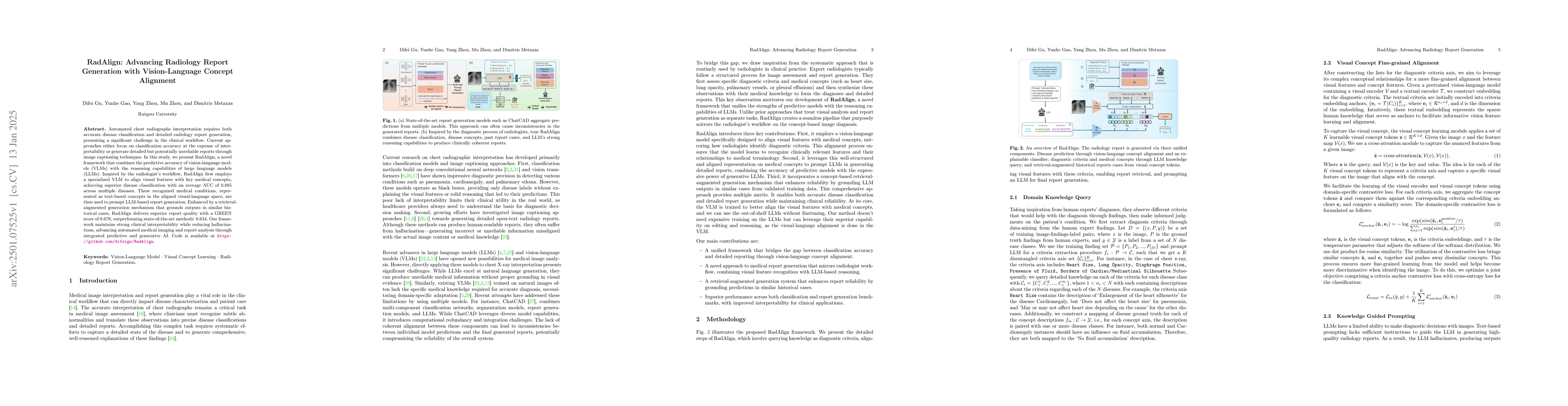 Thumbnail for RadAlign: Advancing Radiology Report Generation with Vision-Language
  Concept Alignment