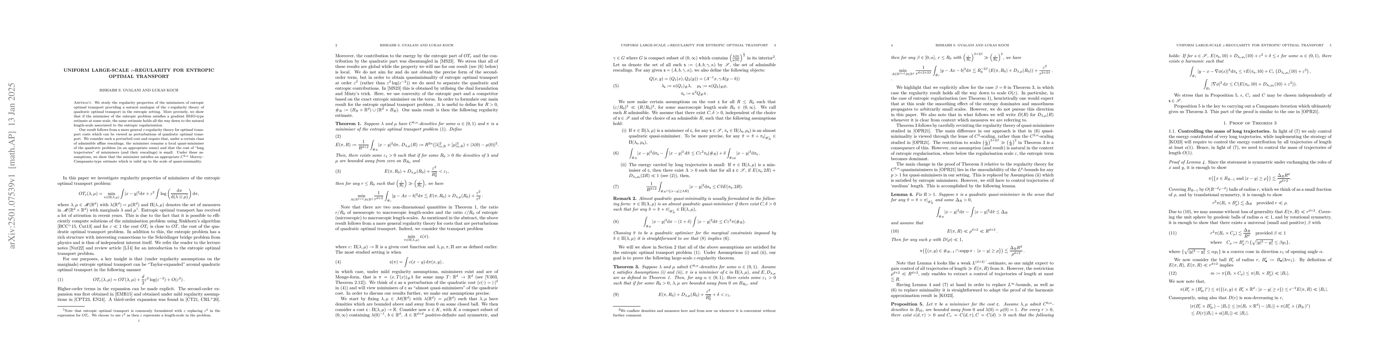 Thumbnail for Uniform large-scale $\varepsilon$-regularity for entropic optimal
  transport