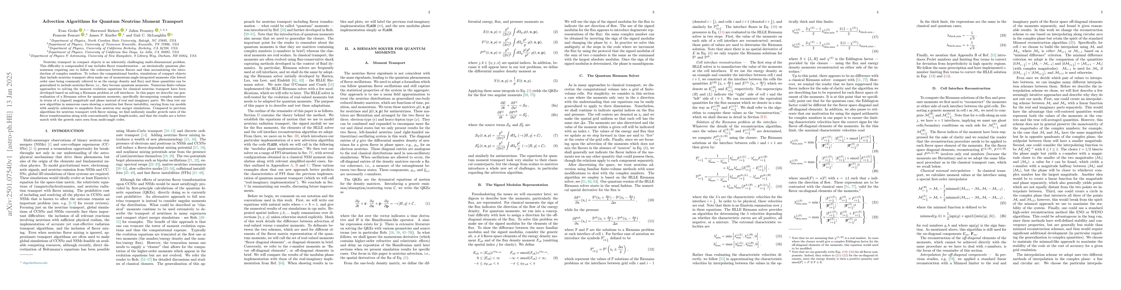 Thumbnail for Advection Algorithms for Quantum Neutrino Moment Transport