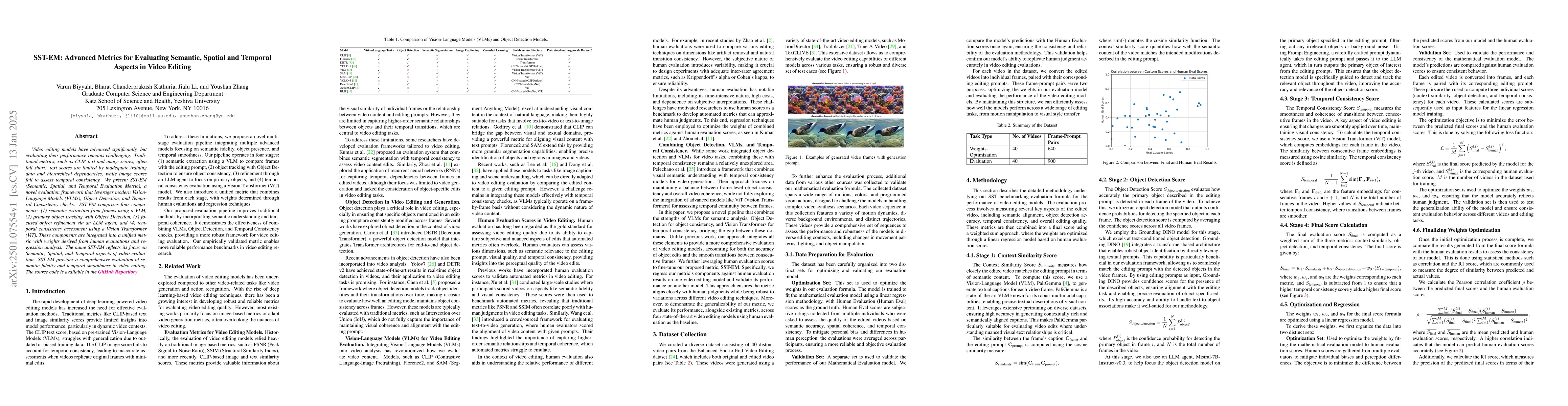 Thumbnail for SST-EM: Advanced Metrics for Evaluating Semantic, Spatial and Temporal
  Aspects in Video Editing