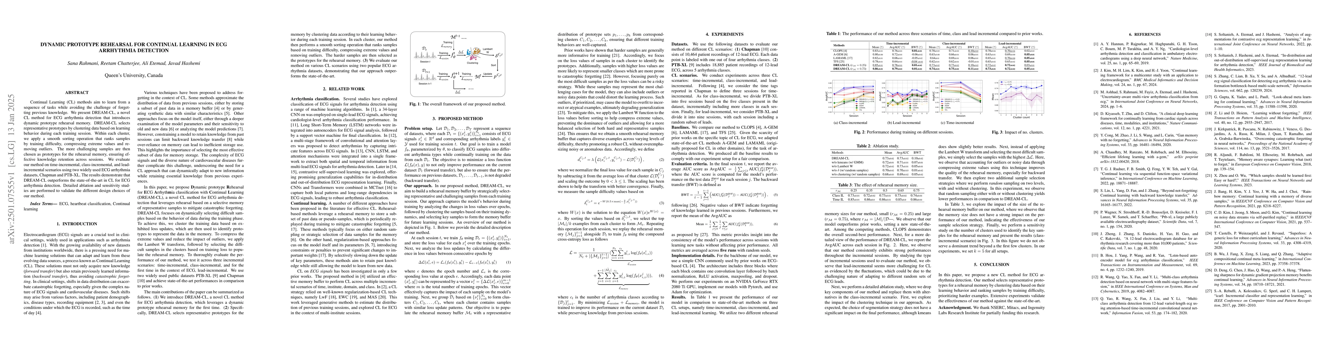 Thumbnail for Dynamic Prototype Rehearsal for Continual Learning in ECG Arrhythmia
  Detection
