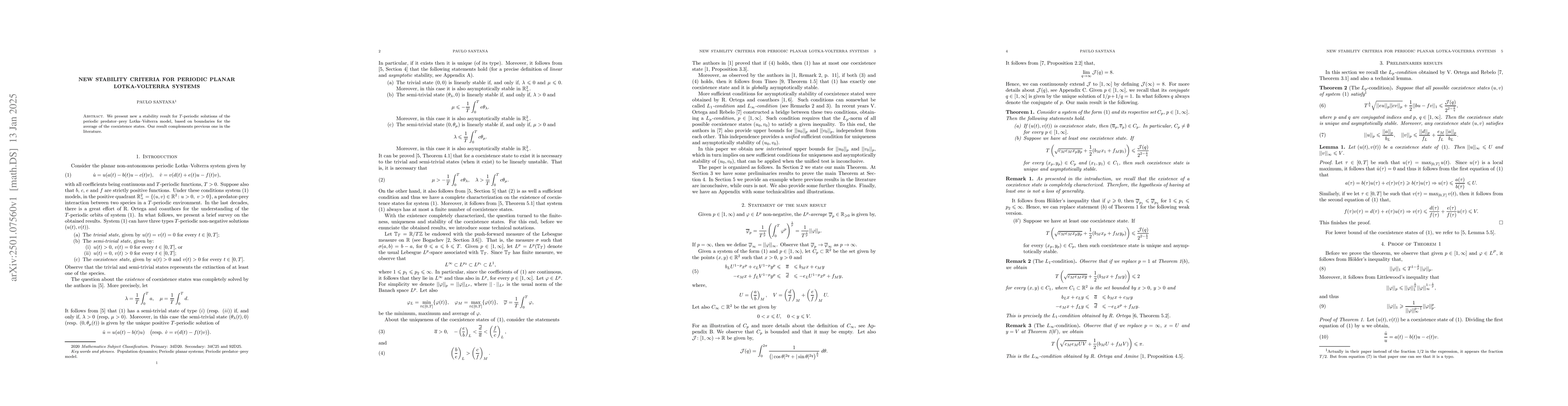 Thumbnail for New stability criteria for periodic planar Lotka-Volterra systems