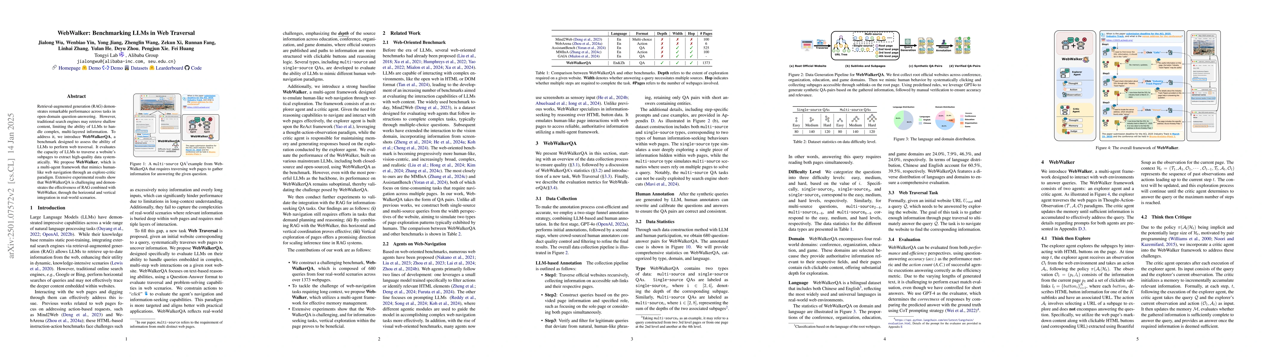 Thumbnail for WebWalker: Benchmarking LLMs in Web Traversal