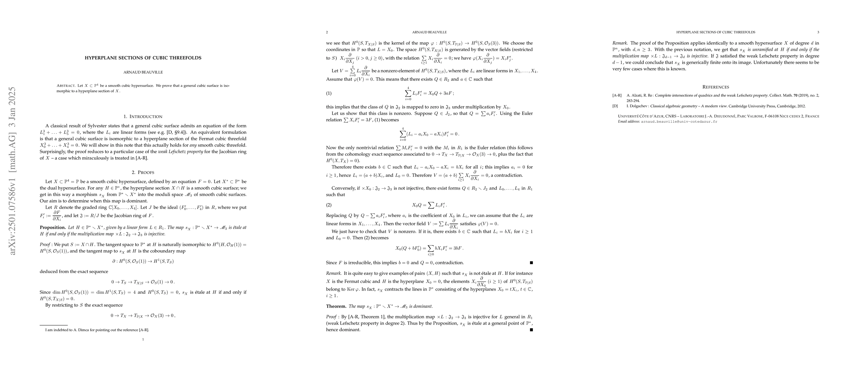 Thumbnail for Hyperplane sections of cubic threefolds