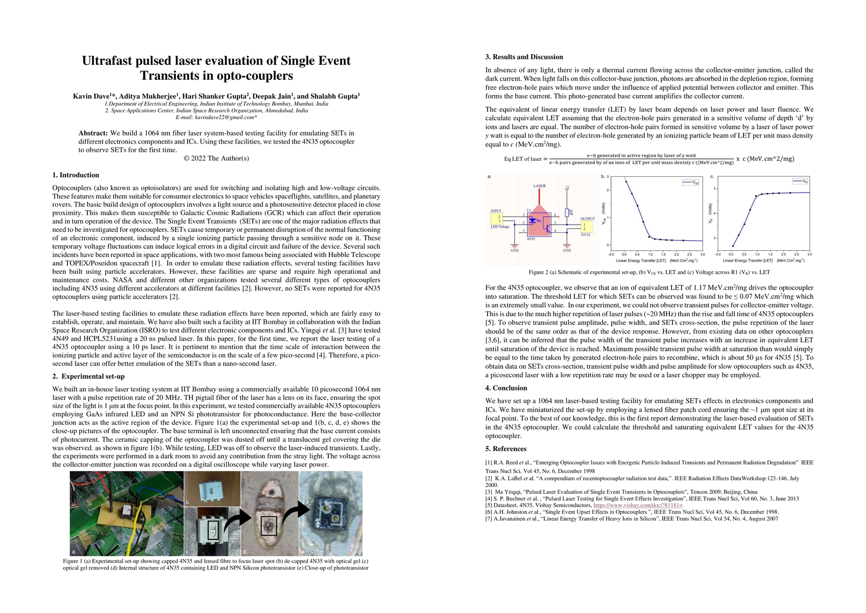 Thumbnail for Ultrafast pulsed laser evaluation of Single Event Transients in
  opto-couplers