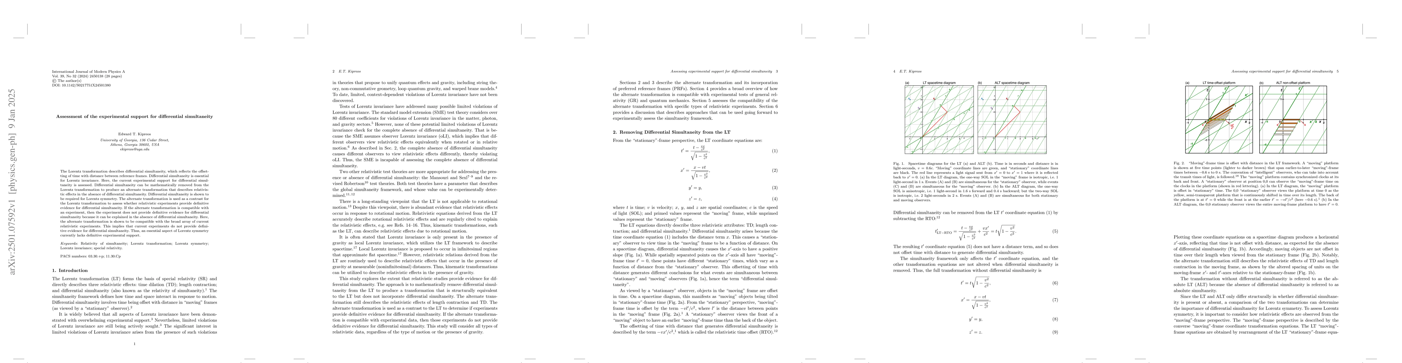 Thumbnail for Assessment of the experimental support for differential simultaneity