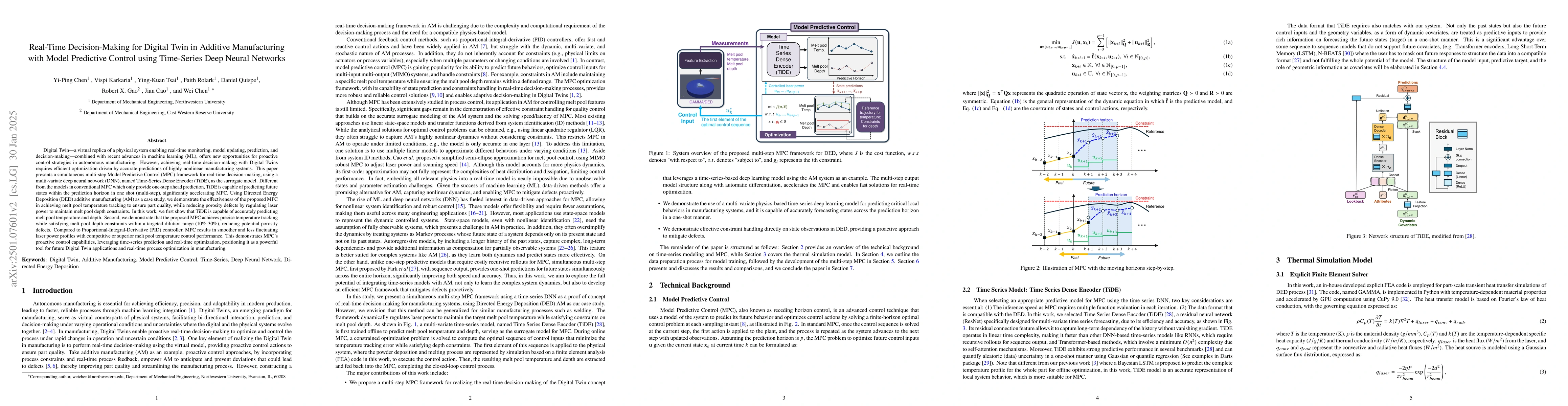 Thumbnail for Real-Time Decision-Making for Digital Twin in Additive Manufacturing
  with Model Predictive Control using Time-Series Deep Neural Networks