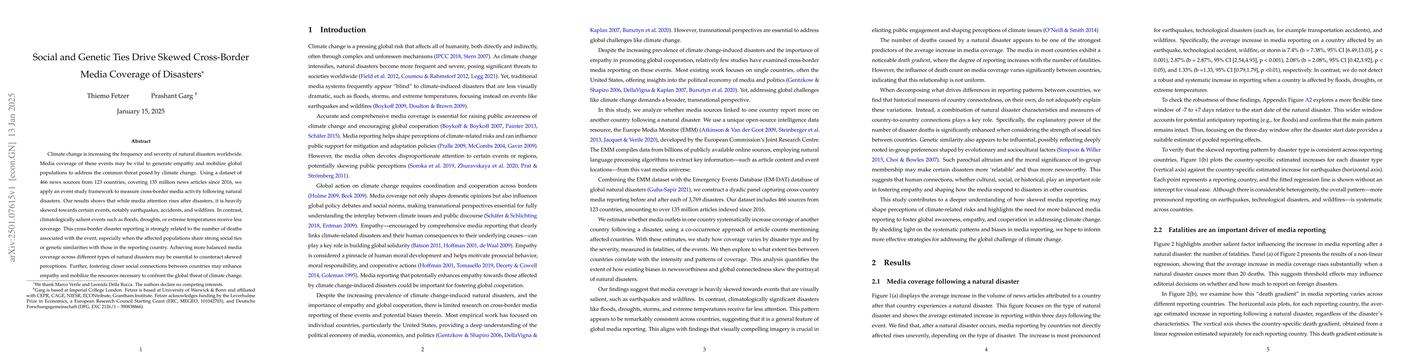 Thumbnail for Social and Genetic Ties Drive Skewed Cross-Border Media Coverage of
  Disasters