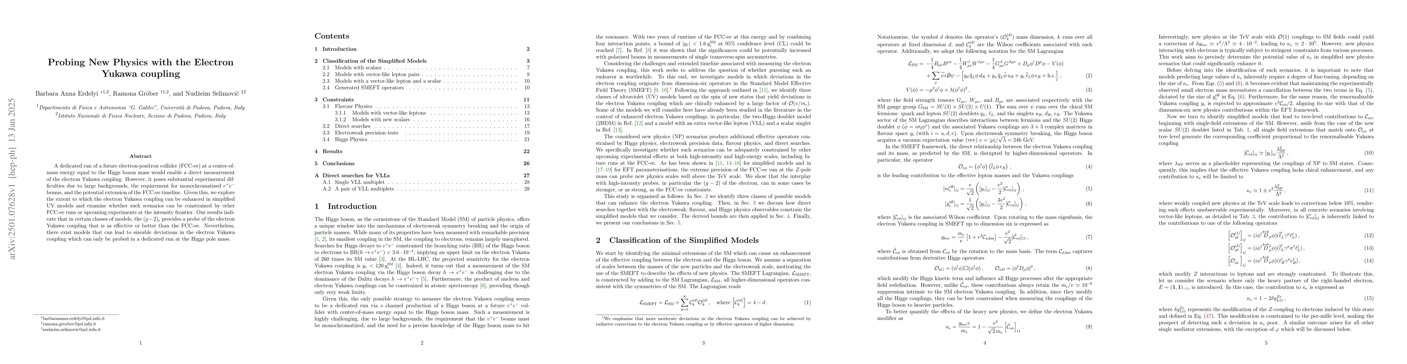 Thumbnail for Probing New Physics with the Electron Yukawa coupling