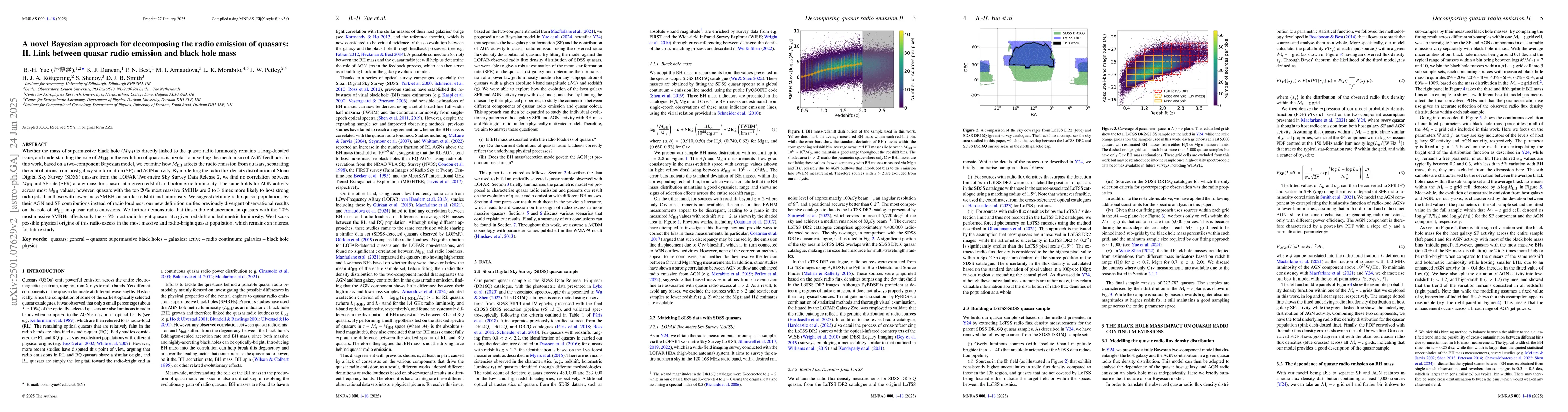 Thumbnail for A novel Bayesian approach for decomposing the radio emission of quasars:
  II. Link between quasar radio emission and black hole mass