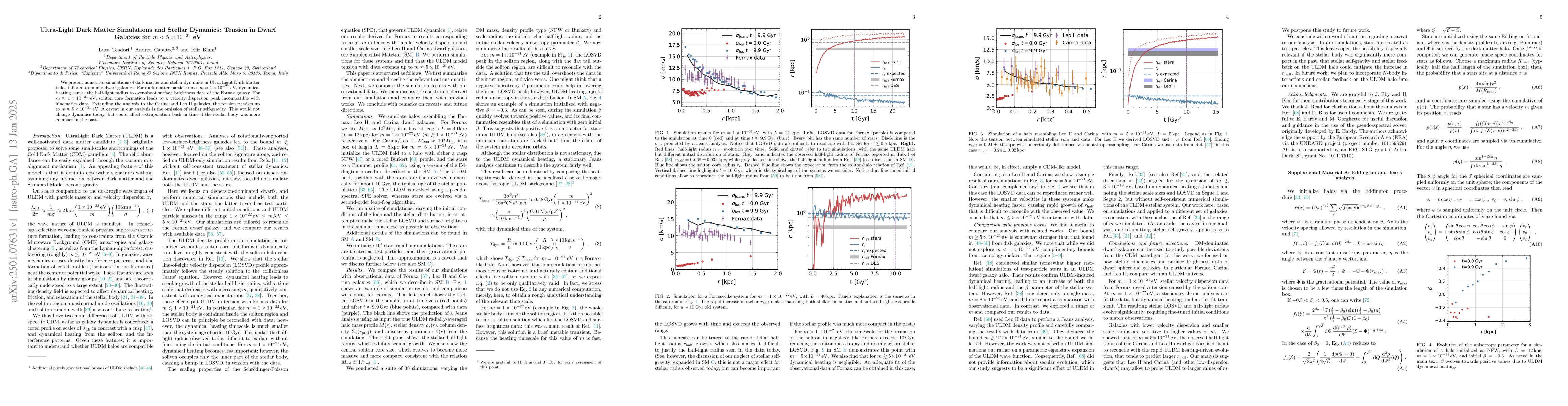 Thumbnail for Ultra-Light Dark Matter Simulations and Stellar Dynamics: Tension in
  Dwarf Galaxies for $m < 5\times10^{-21} $ eV