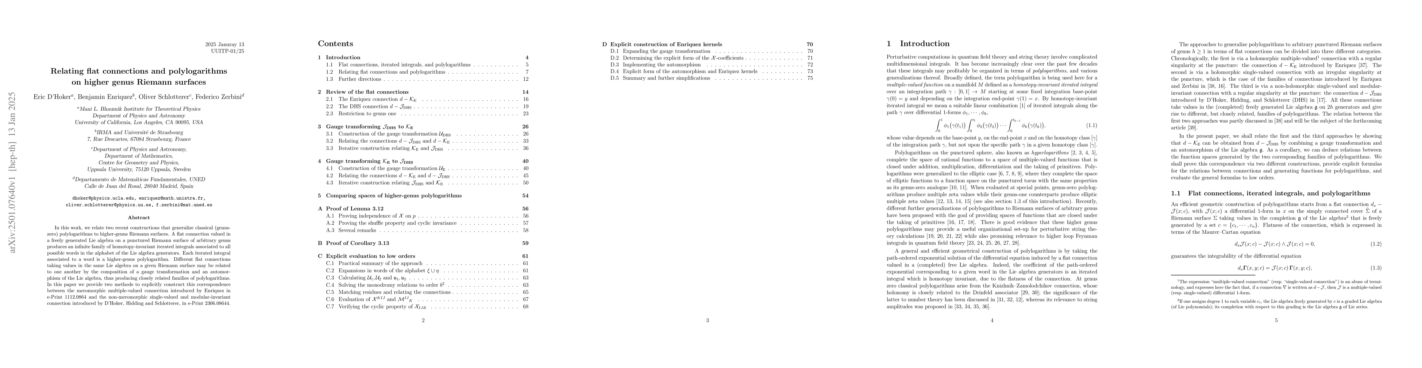 Thumbnail for Relating flat connections and polylogarithms on higher genus Riemann
  surfaces