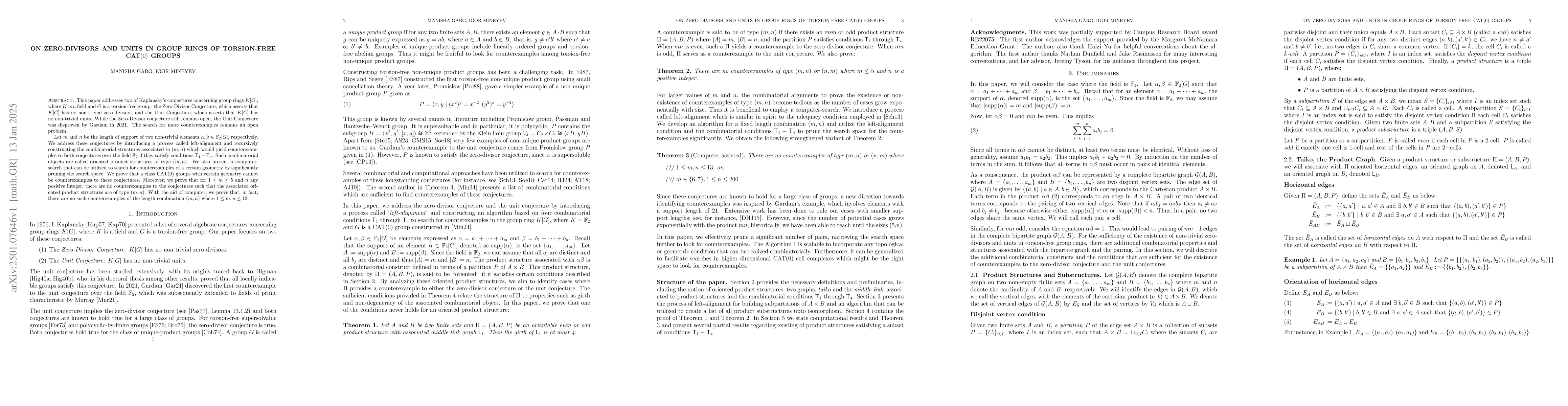 Thumbnail for On zero-divisors and units in group rings of torsion-free CAT$(0)$
  groups