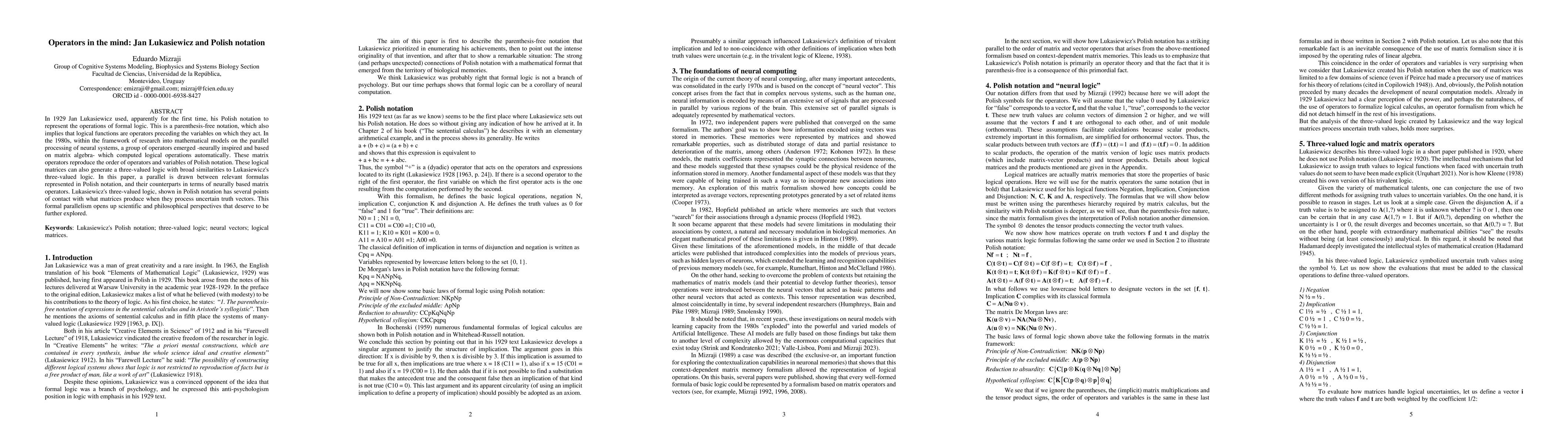 Thumbnail for Operators in the mind: Jan Lukasiewicz and Polish notation