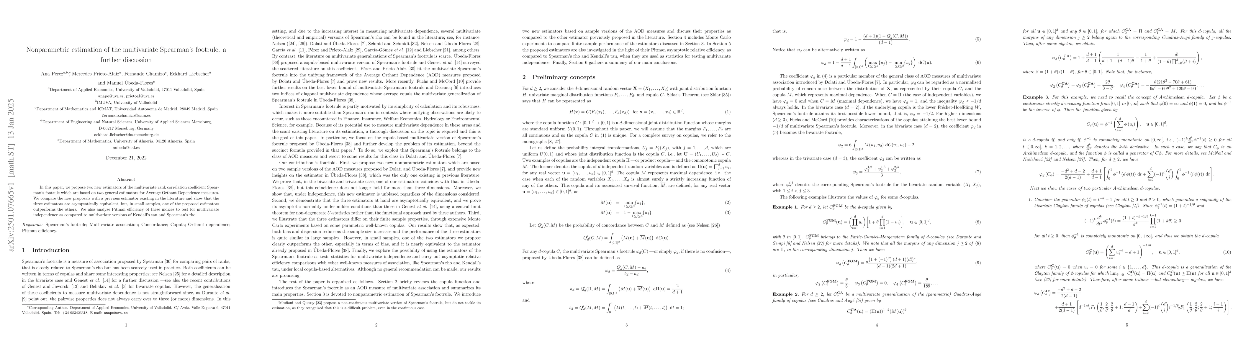Thumbnail for Nonparametric estimation of the multivariate Spearman's footrule: a
  further discussion