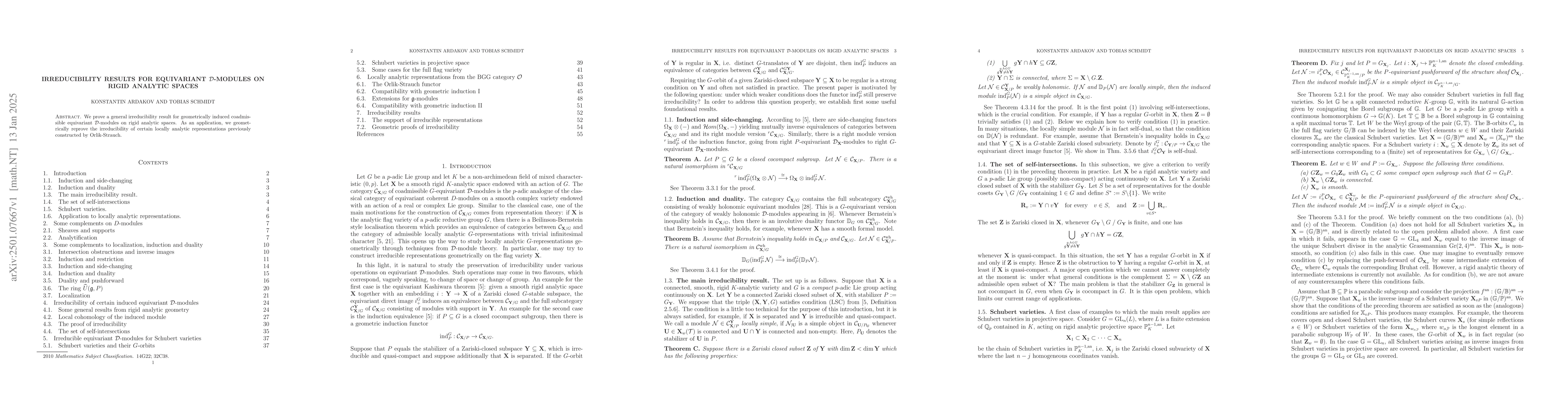 Thumbnail for Irreducibility results for equivariant $\mathcal{D}$-modules on rigid
  analytic spaces