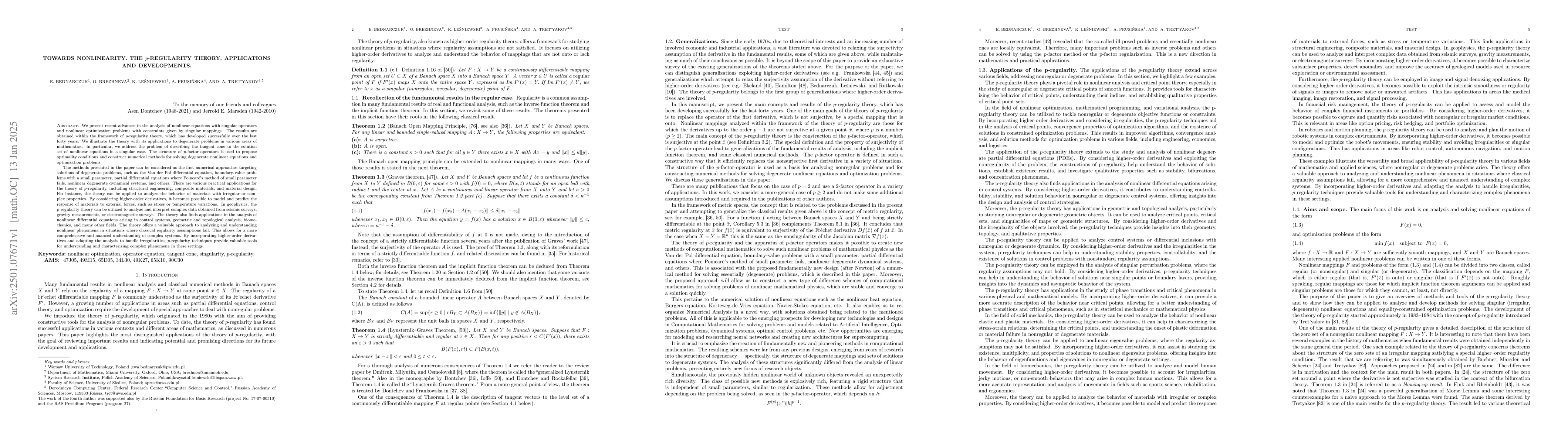 Thumbnail for Towards nonlinearity. The p-regularity theory. Applications and
  developments