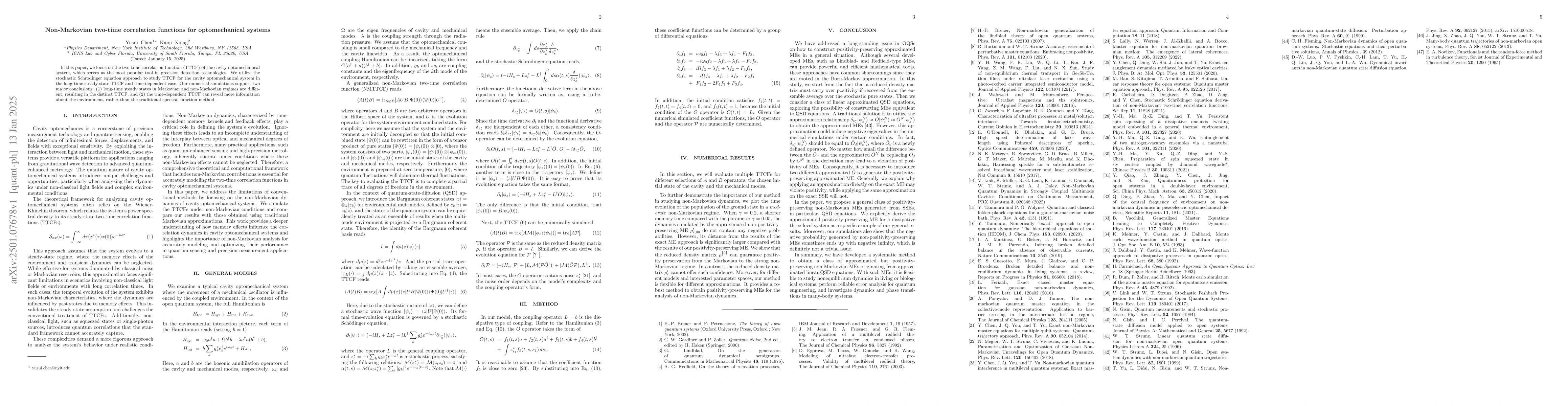 Thumbnail for Non-Markovian two-time correlation functions for optomechanical systems