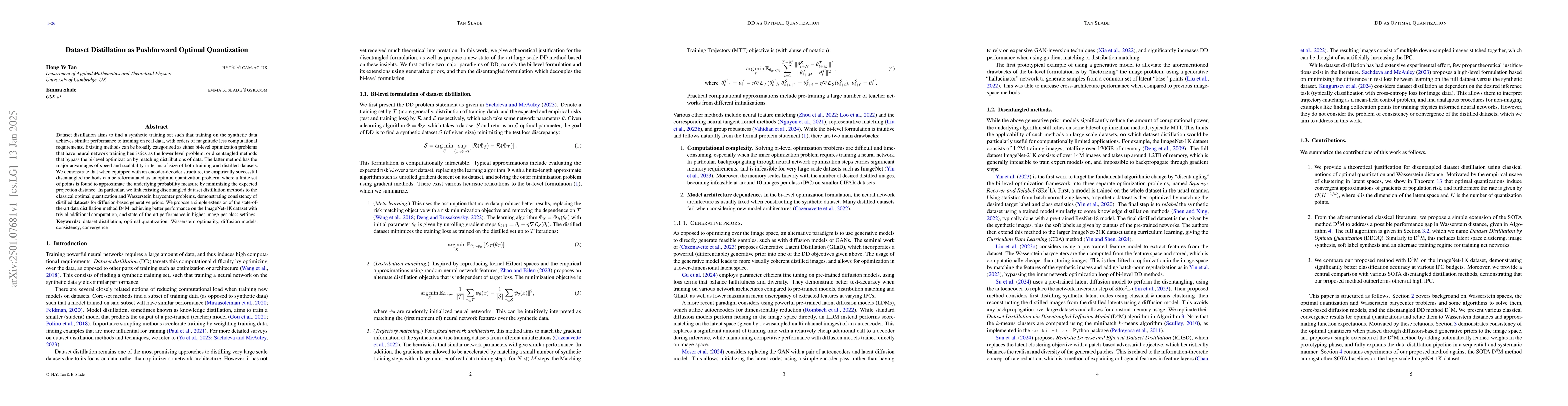 Thumbnail for Dataset Distillation as Pushforward Optimal Quantization