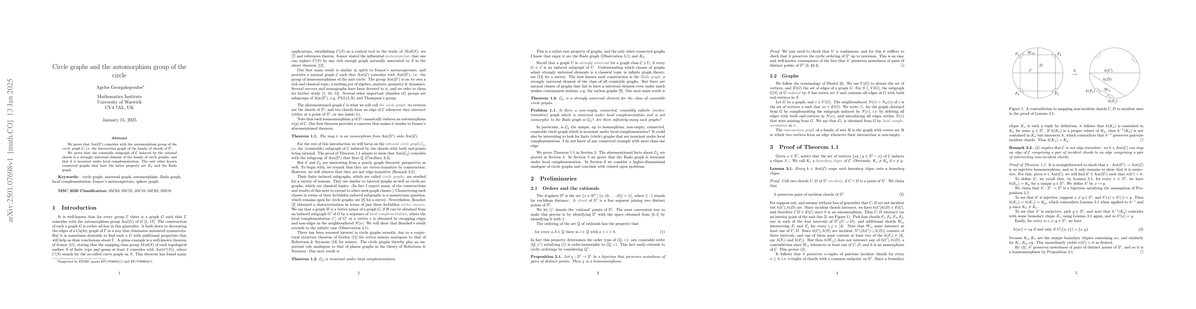 Thumbnail for Circle graphs and the automorphism group of the circle