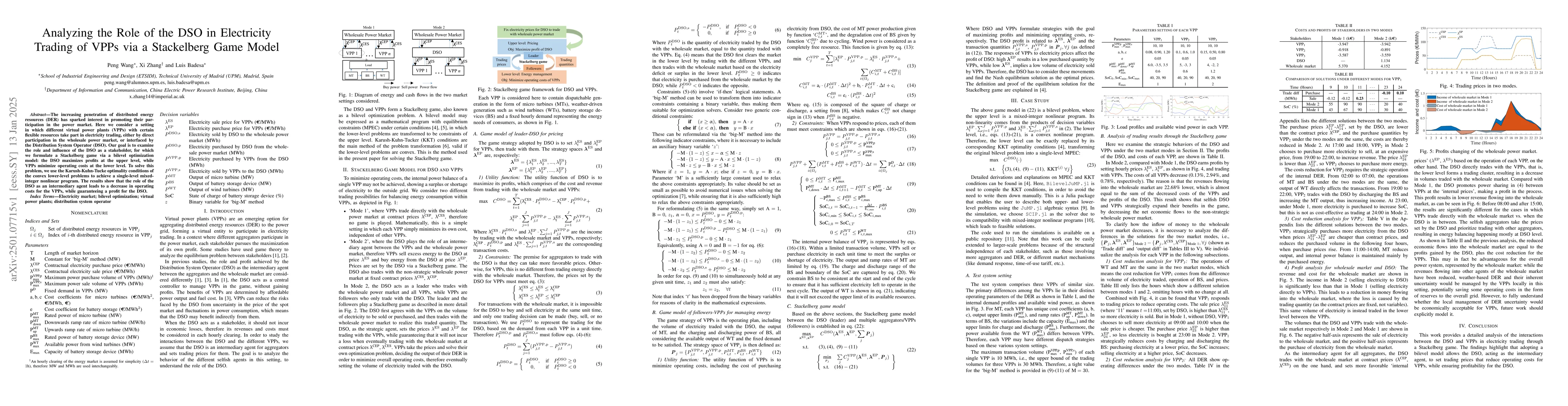 Thumbnail for Analyzing the Role of the DSO in Electricity Trading of VPPs via a
  Stackelberg Game Model