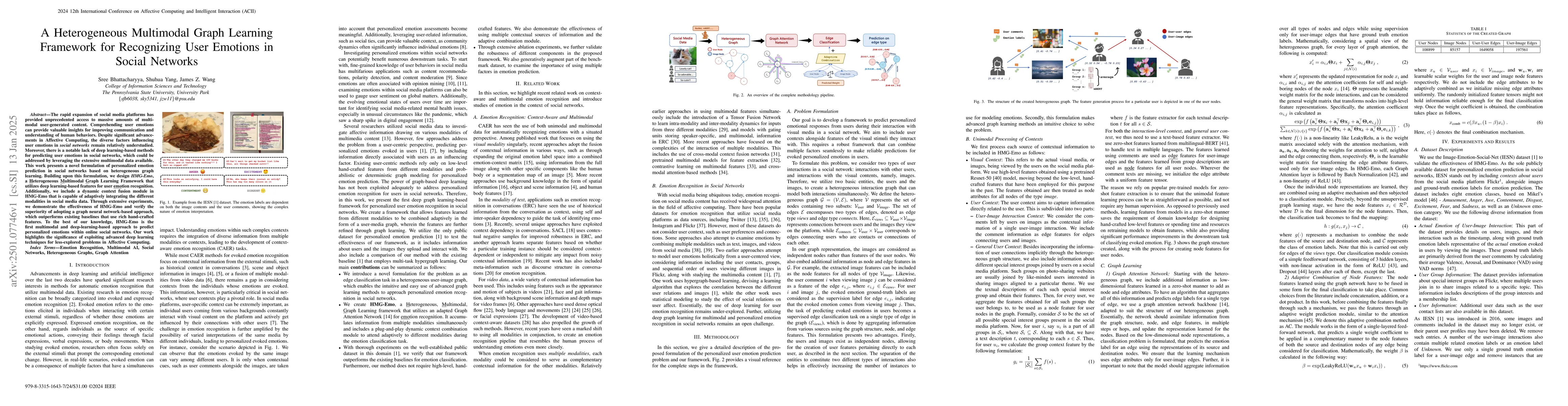 Thumbnail for A Heterogeneous Multimodal Graph Learning Framework for Recognizing User
  Emotions in Social Networks