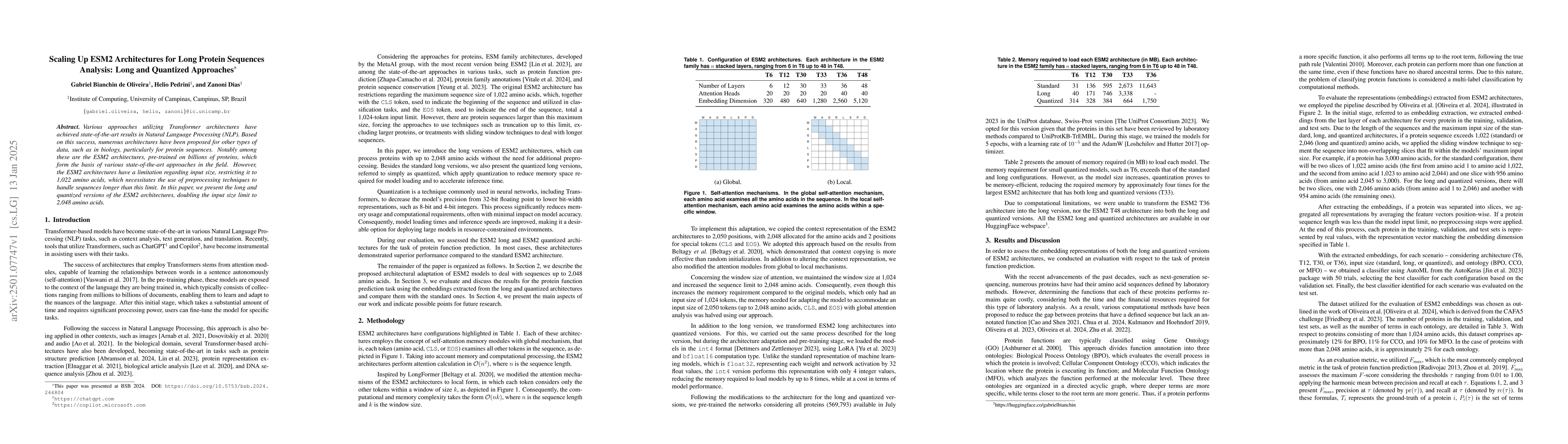Thumbnail for Scaling Up ESM2 Architectures for Long Protein Sequences Analysis: Long
  and Quantized Approaches