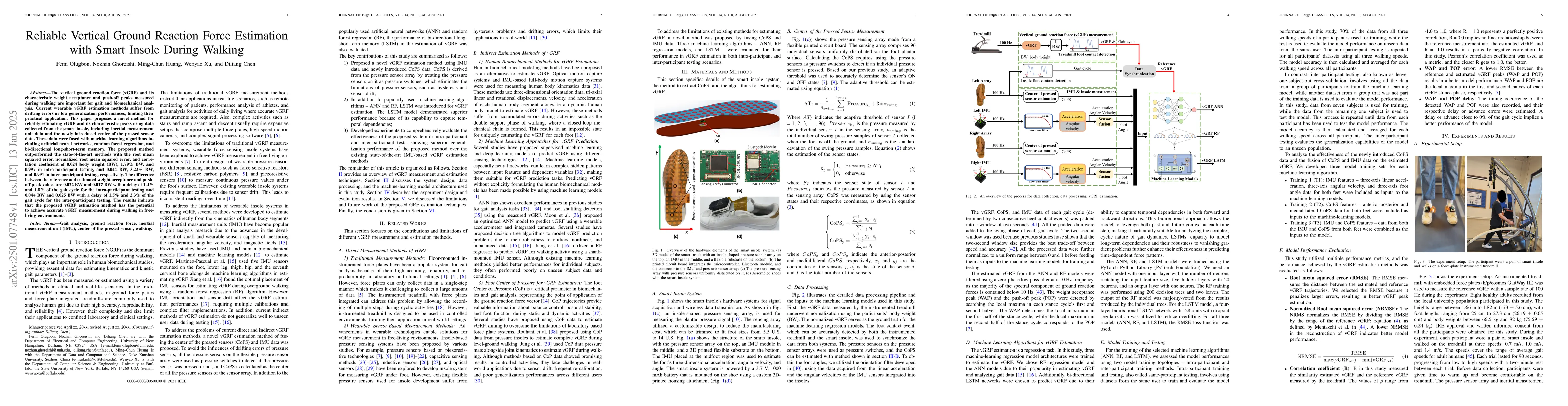 Thumbnail for Reliable Vertical Ground Reaction Force Estimation with Smart Insole
  During Walking