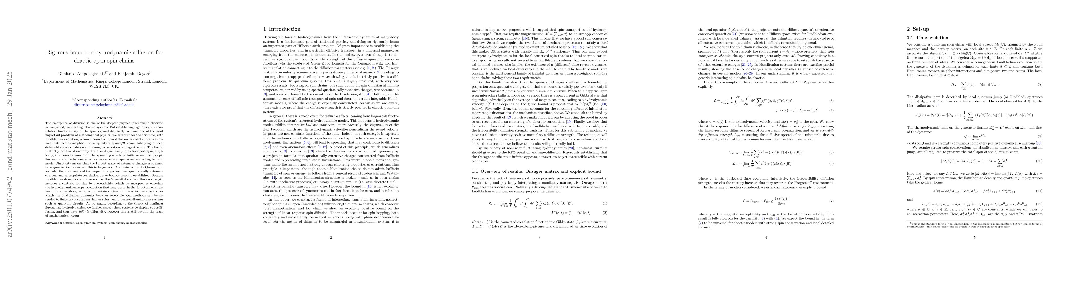 Thumbnail for Rigorous bound on diffusion for chaotic spin chains