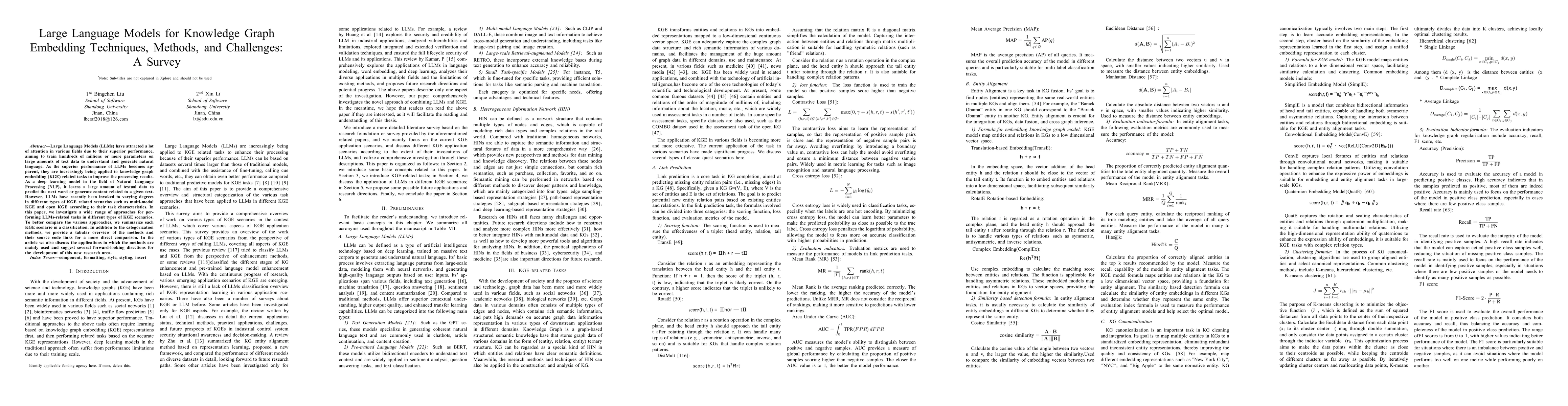 Thumbnail for Large Language Models for Knowledge Graph Embedding Techniques, Methods,
  and Challenges: A Survey