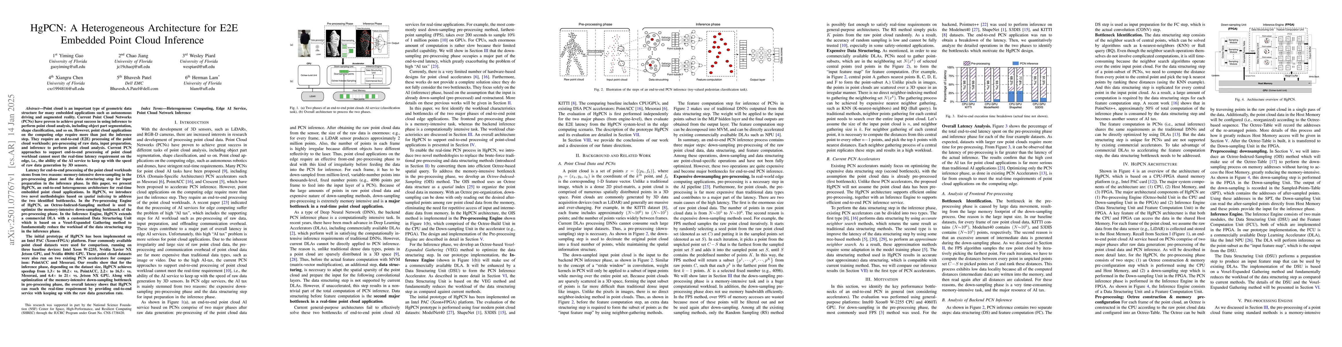 Thumbnail for HgPCN: A Heterogeneous Architecture for E2E Embedded Point Cloud
  Inference