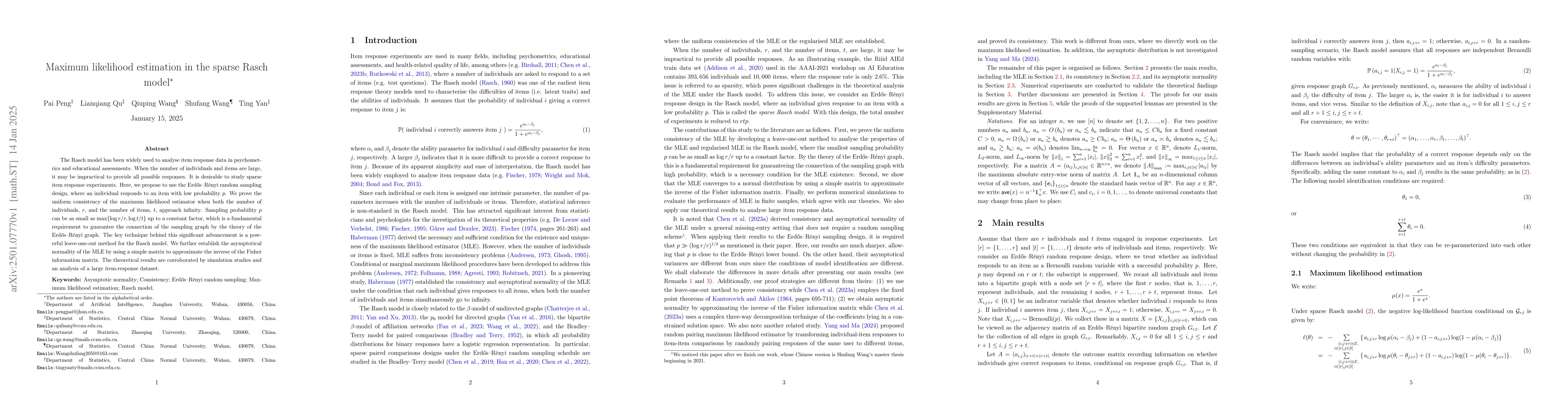 Thumbnail for Maximum likelihood estimation in the sparse Rasch model