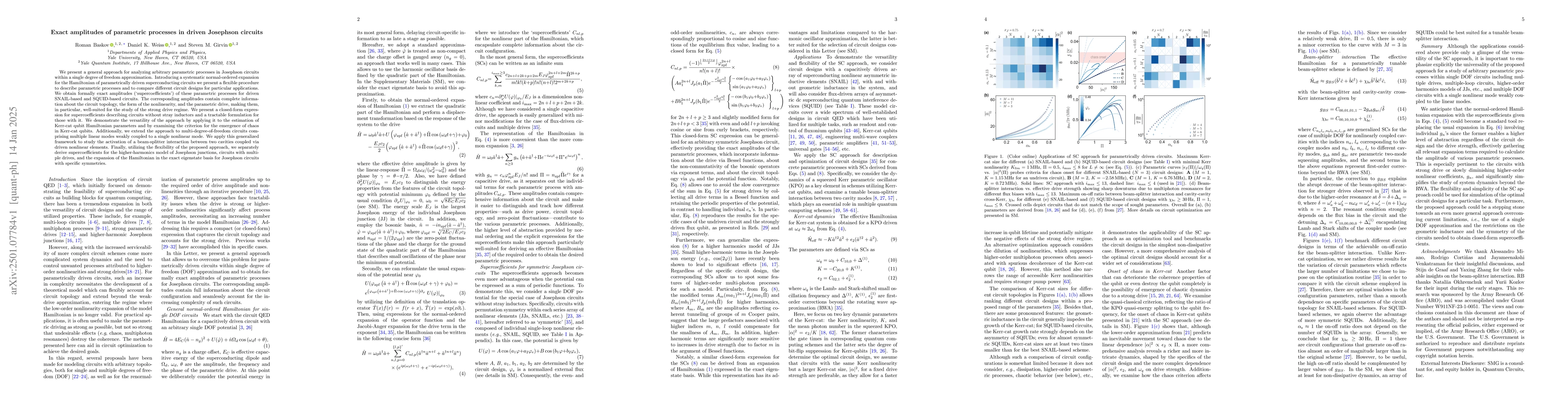 Thumbnail for Exact amplitudes of parametric processes in driven Josephson circuits
