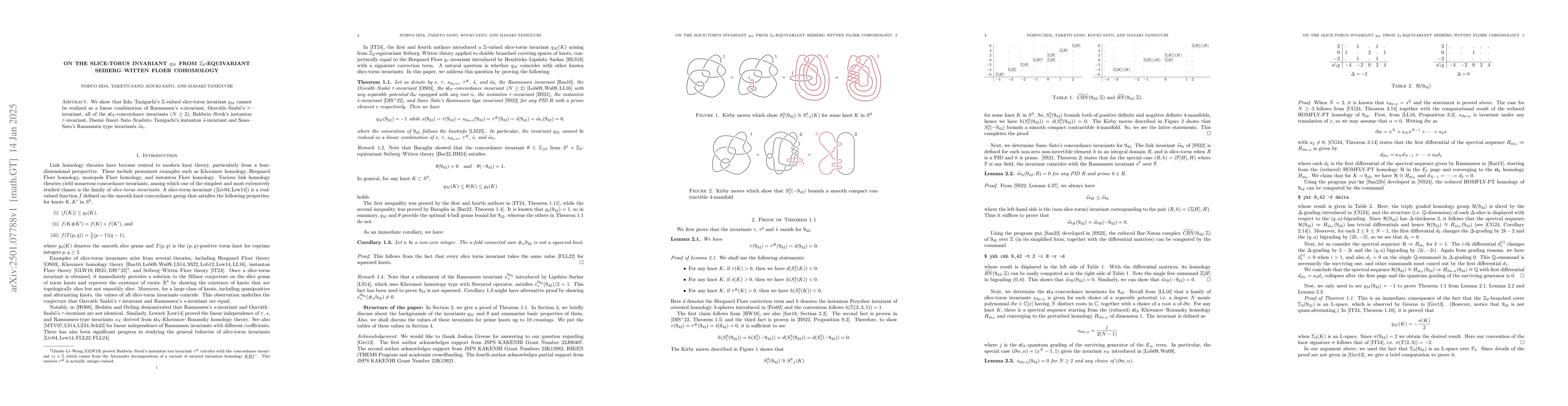 Thumbnail for On the slice-torus invariant $q_M$ from $\mathbb{Z}_2$-equivariant
  Seiberg--Witten Floer cohomology