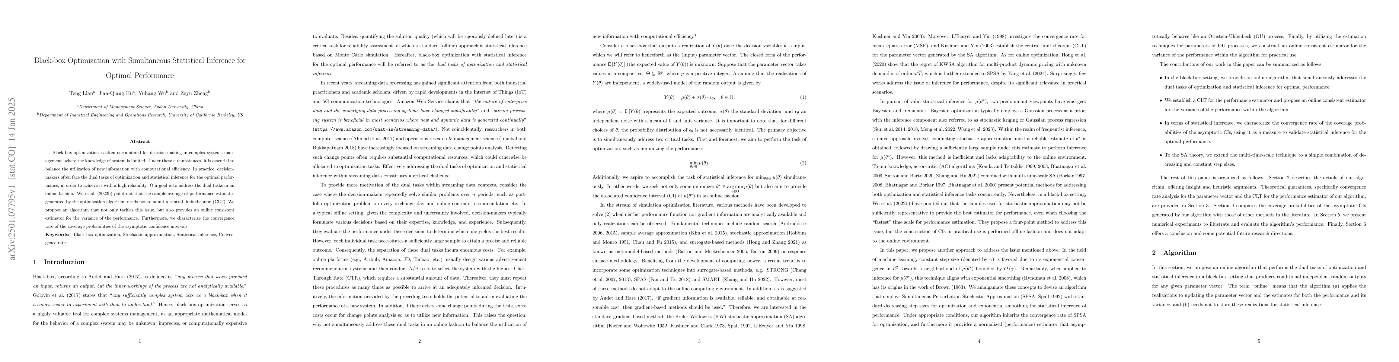 Thumbnail for Black-box Optimization with Simultaneous Statistical Inference for
  Optimal Performance