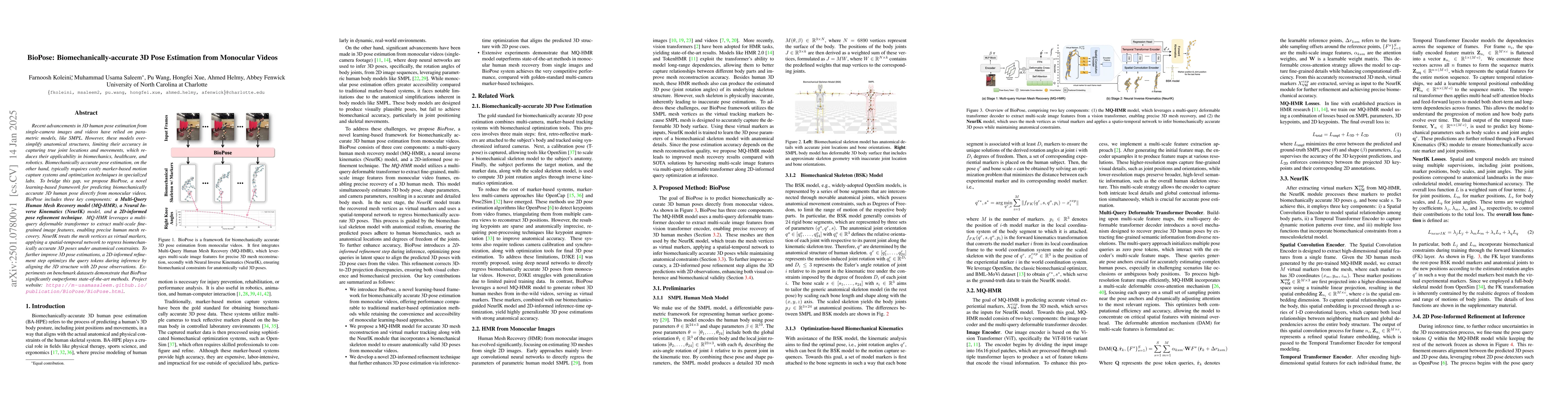 Thumbnail for BioPose: Biomechanically-accurate 3D Pose Estimation from Monocular
  Videos