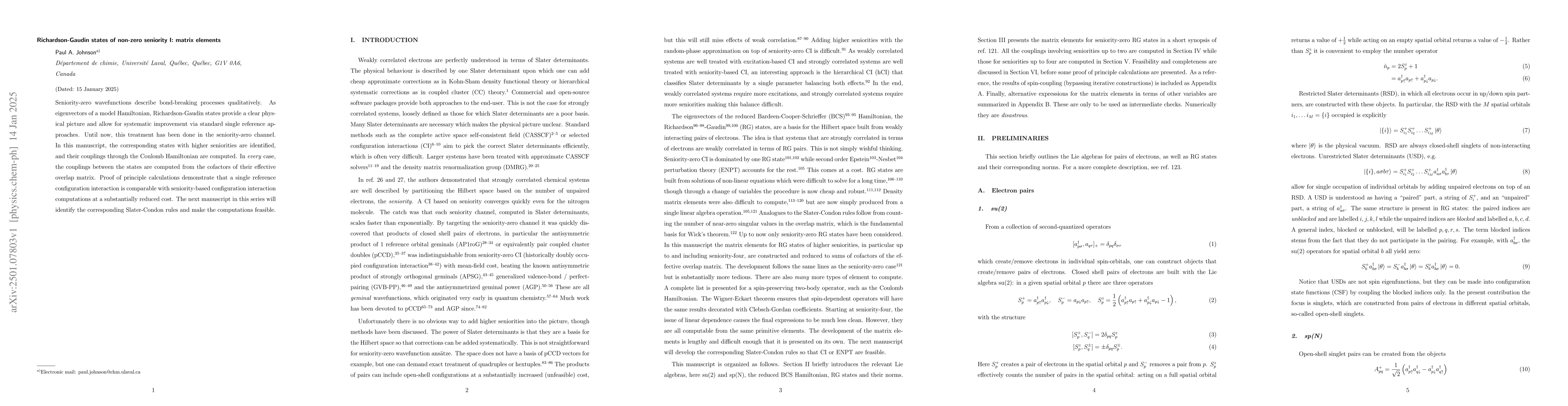 Thumbnail for Richardson-Gaudin states of non-zero seniority I: matrix elements