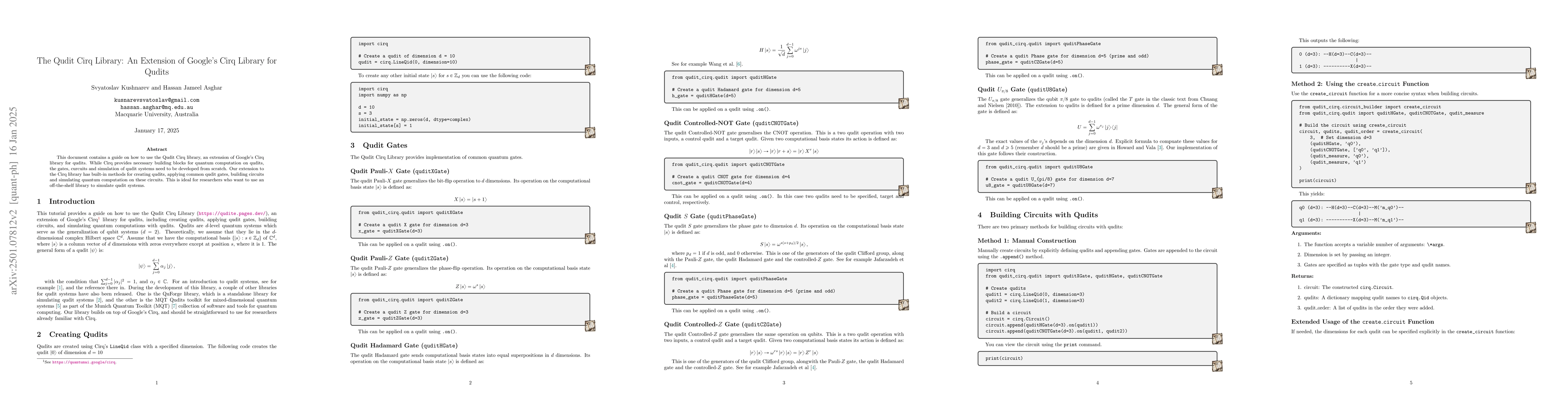 Thumbnail for The Qudit Cirq Library: An Extension of Google's Cirq Library for Qudits