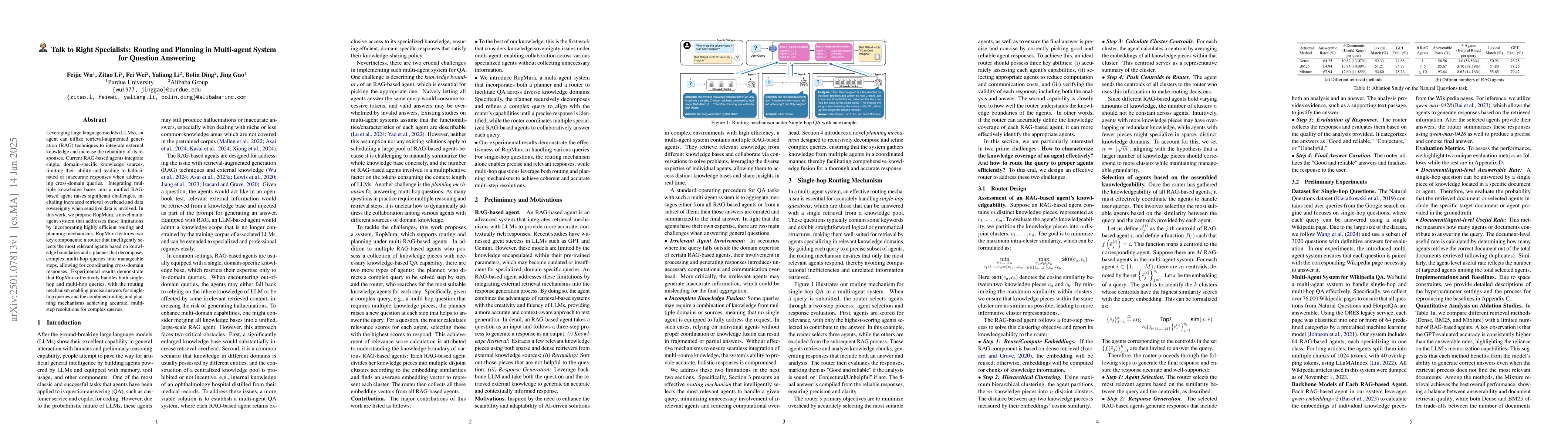 Thumbnail for Talk to Right Specialists: Routing and Planning in Multi-agent System
  for Question Answering