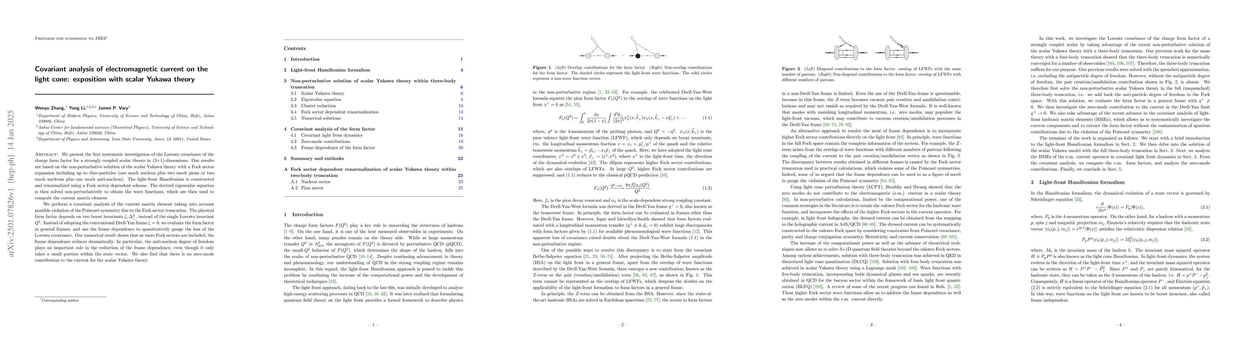 Thumbnail for Covariant analysis of electromagnetic current on the light cone:
  exposition with scalar Yukawa theory