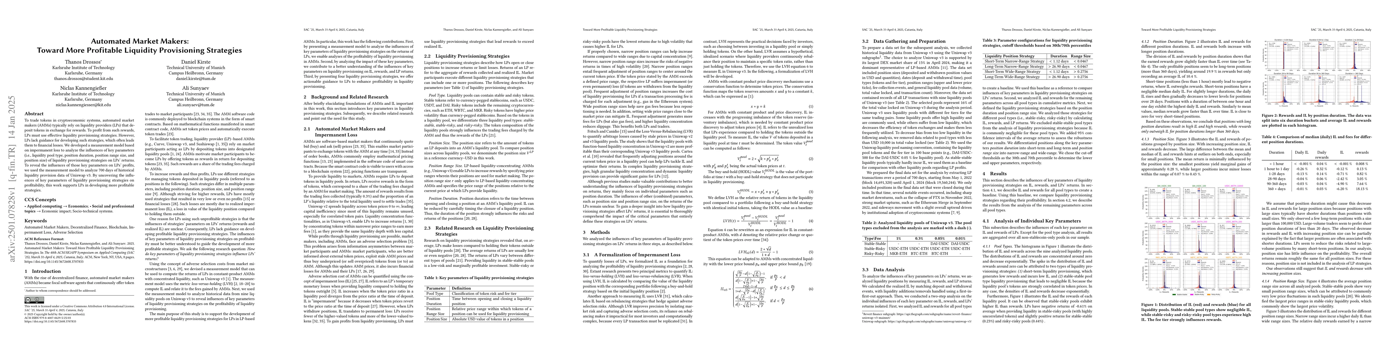 Thumbnail for Automated Market Makers: Toward More Profitable Liquidity Provisioning
  Strategies