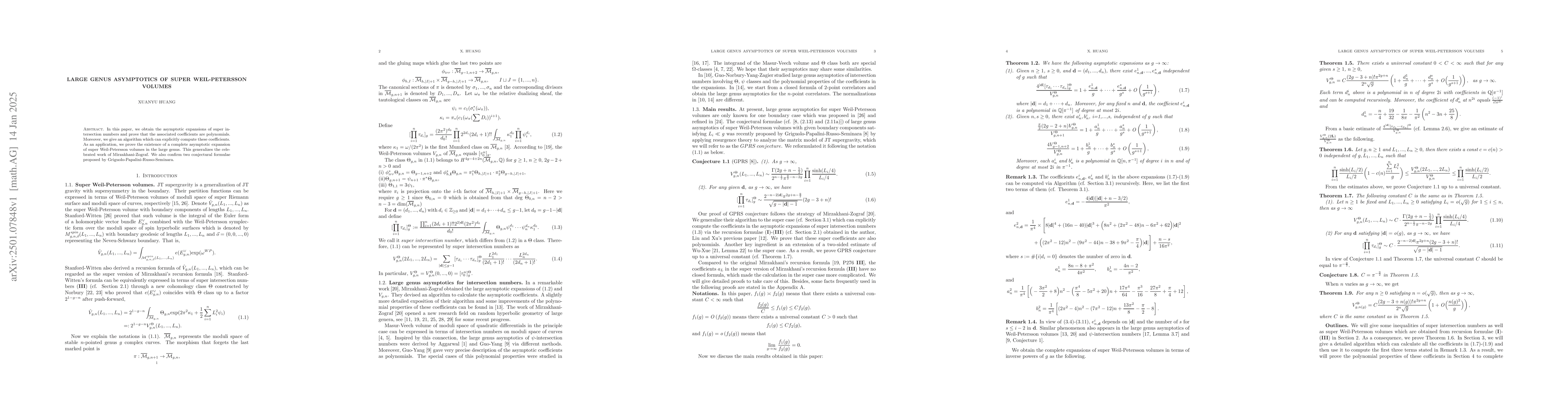 Thumbnail for Large genus asymptotics of super Weil-Petersson volumes