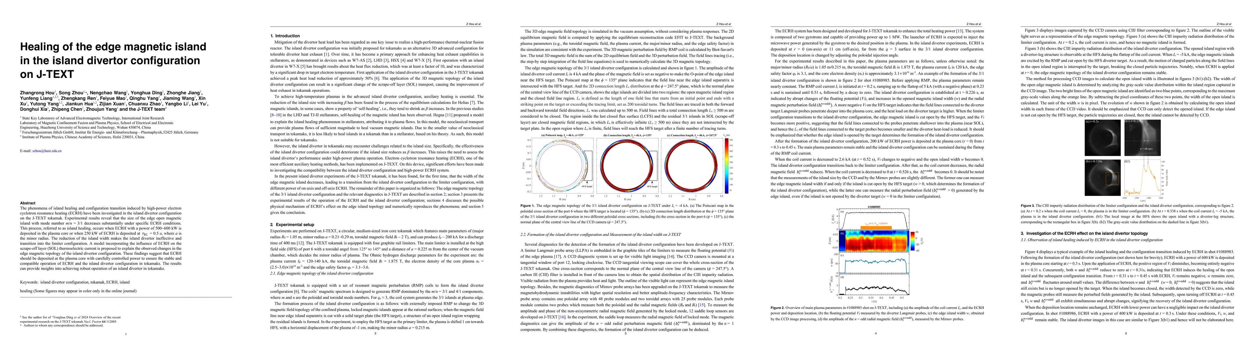 Thumbnail for Healing of the edge magnetic island in the island divertor configuration
  on J-TEXT